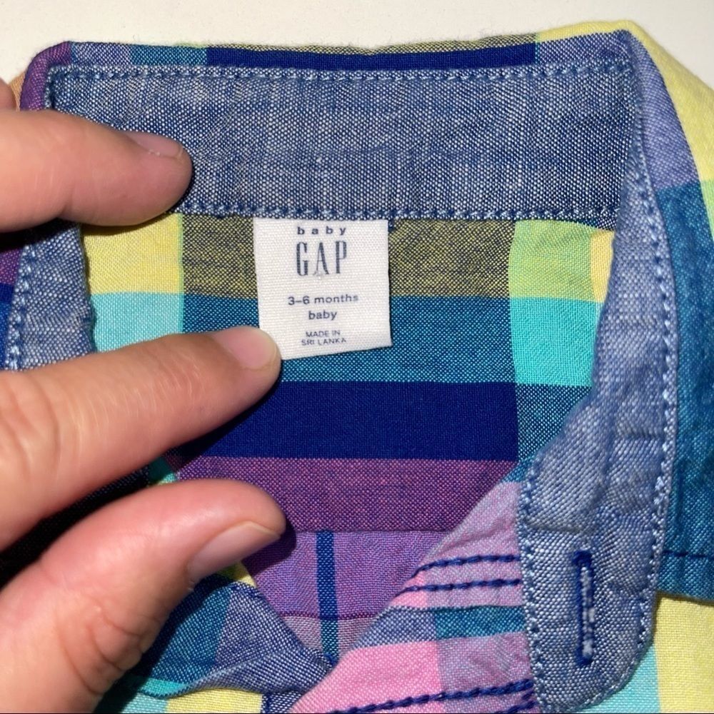 4/$25 - Baby Gap Pastel‎ Plaid Button Down Short Sleeve Shirt - Picture 4 of 5